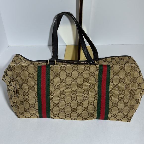 GUCCI WEB TOTE W BAG CHARM - Picture 7 of 14